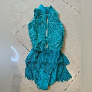 Teal Dance Jazz Costume-Medium Adult